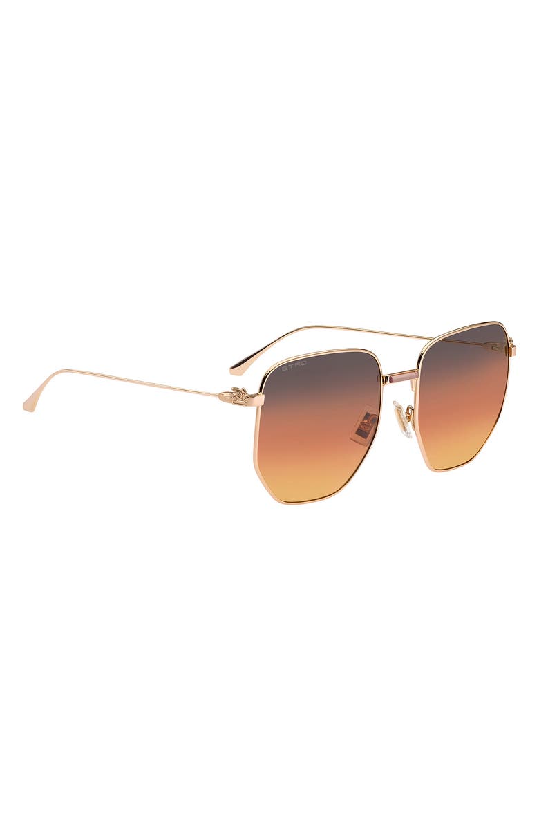 Etro 60mm Geometric Sunglasses, Alternate, color, Rose Gold