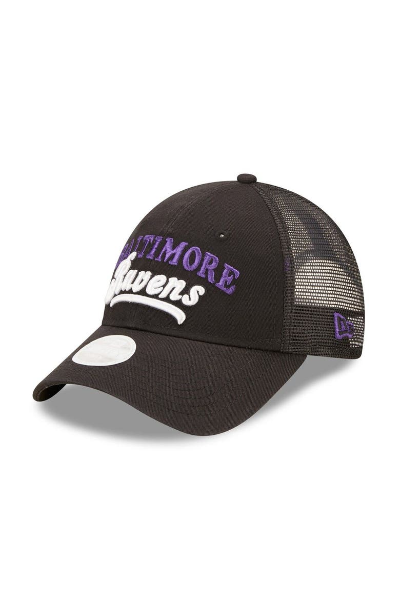 Women's New Era   Black Baltimore Ravens Team Trucker 9FORTY Snapback Hat, Main, color, Black