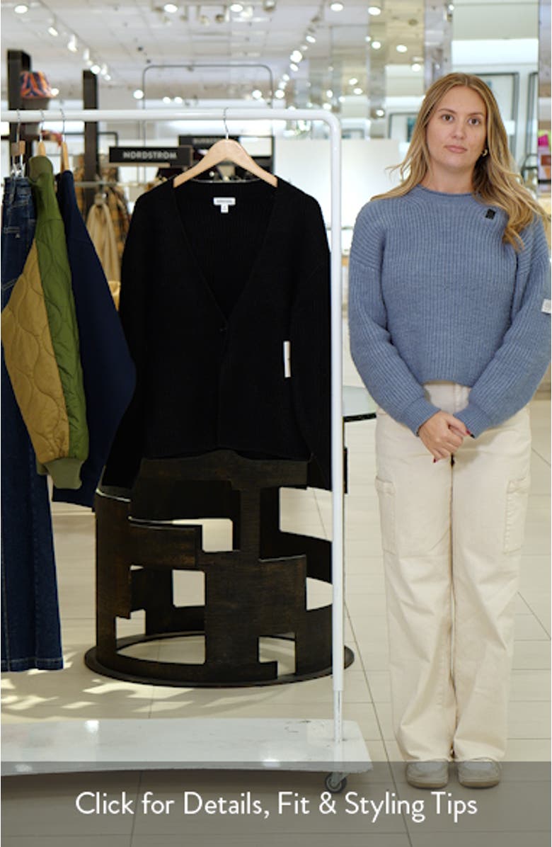 One-Button V-Neck Rib Cardigan, sales video thumbnail