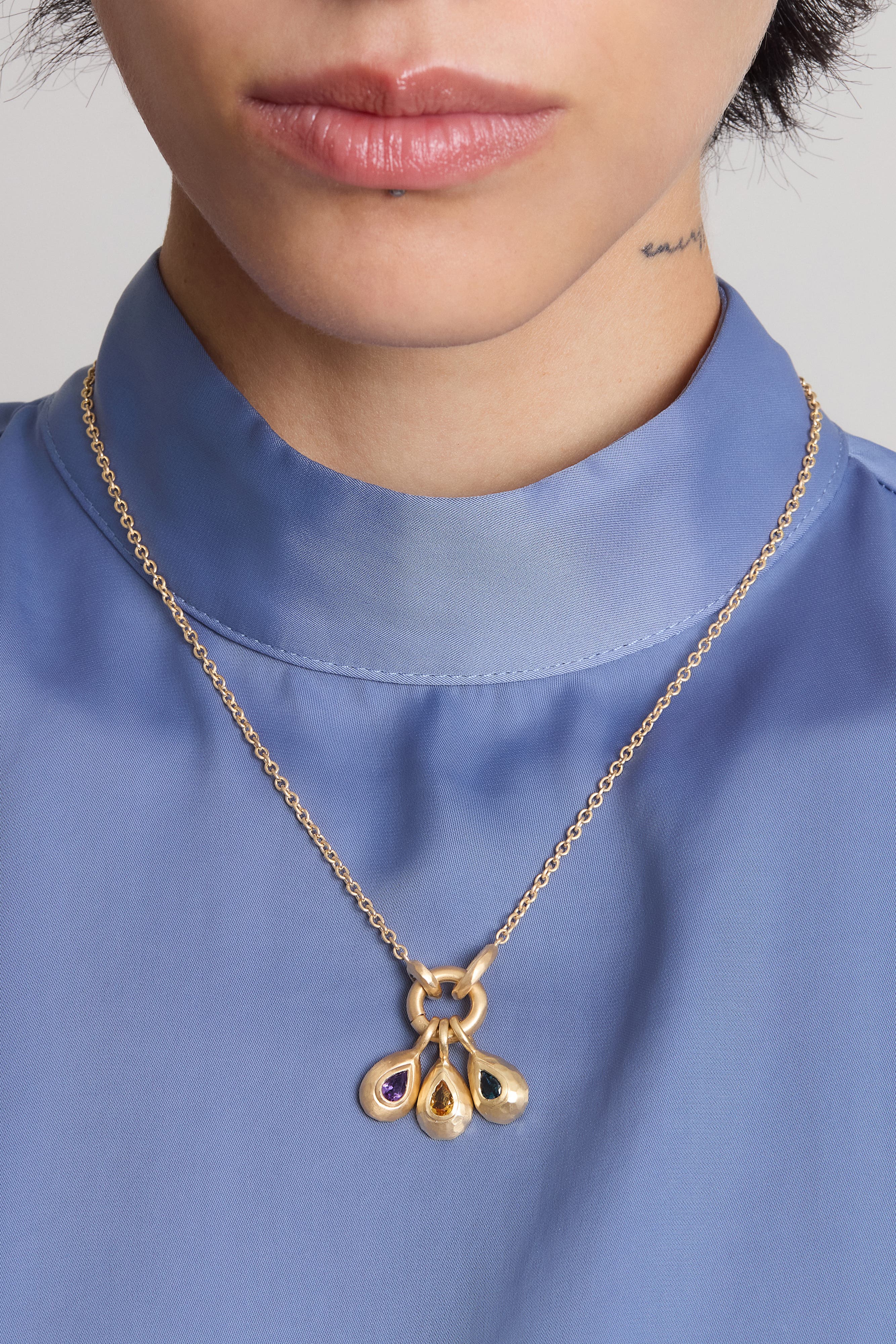 Eloise Jewelry Voyage Necklace Light Chain With Drop Charm Deep Blue ...