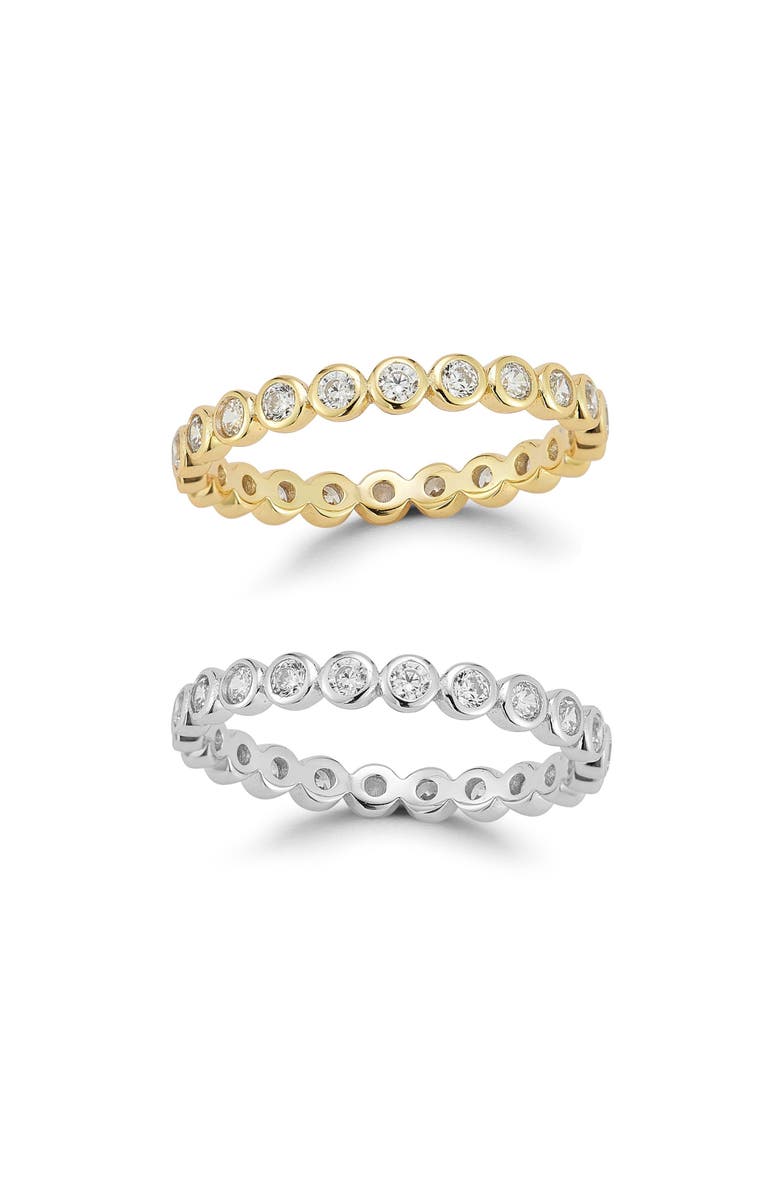 GLAZE JEWELRY Set of 2 Cubic Zirconia Band Rings, Main, color,