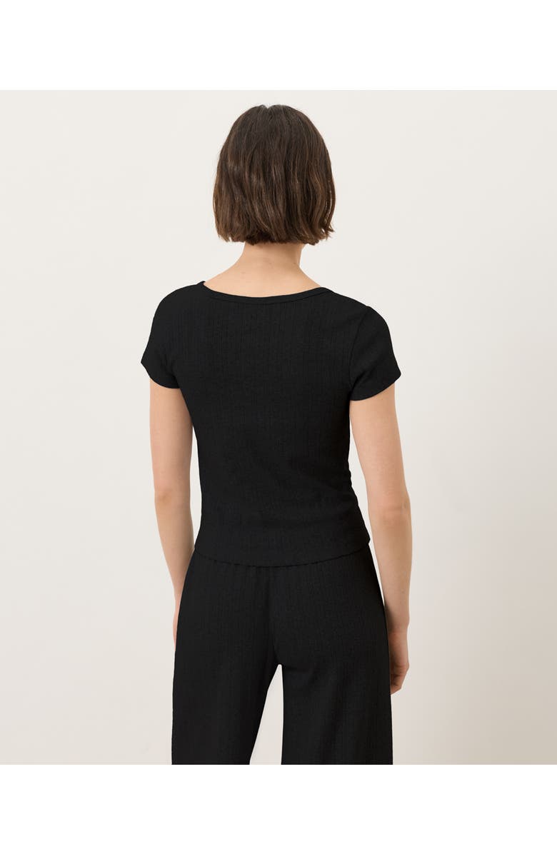 Pact Organic Cotton Pointelle Scoop Neck Tee, Alternate, color, Black