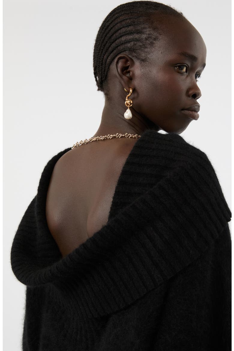 Off the Shoulder Wool Sweater, Alternate, color, BLACK