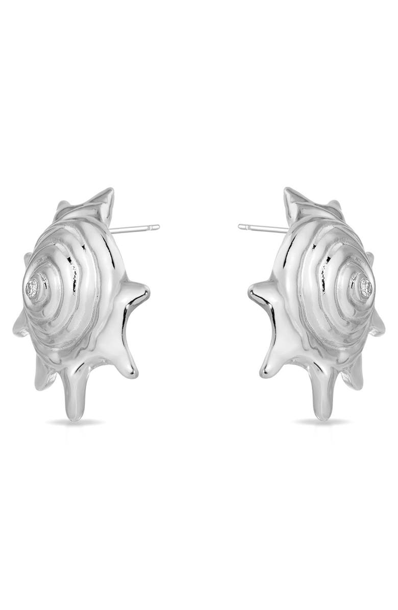Ettika Sorrento Shell Statement Earrings, Alternate, color, Silver