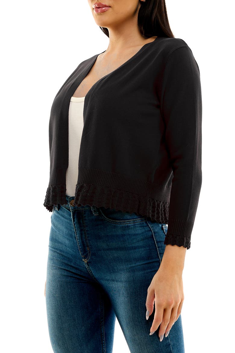 Ruffle Open Front Knit Bolero, Alternate, color, BLACK