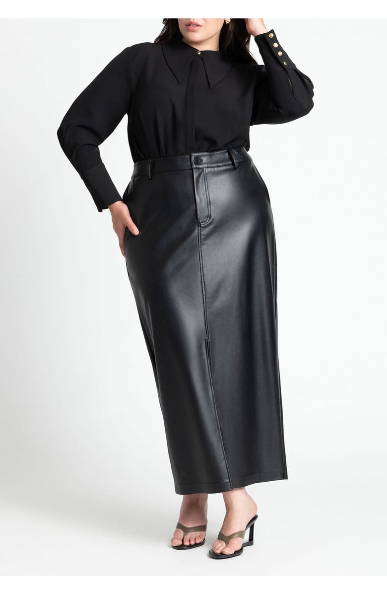 ELOQUII Pointed Collar Button Up Shirt, Alternate, color, Tofu