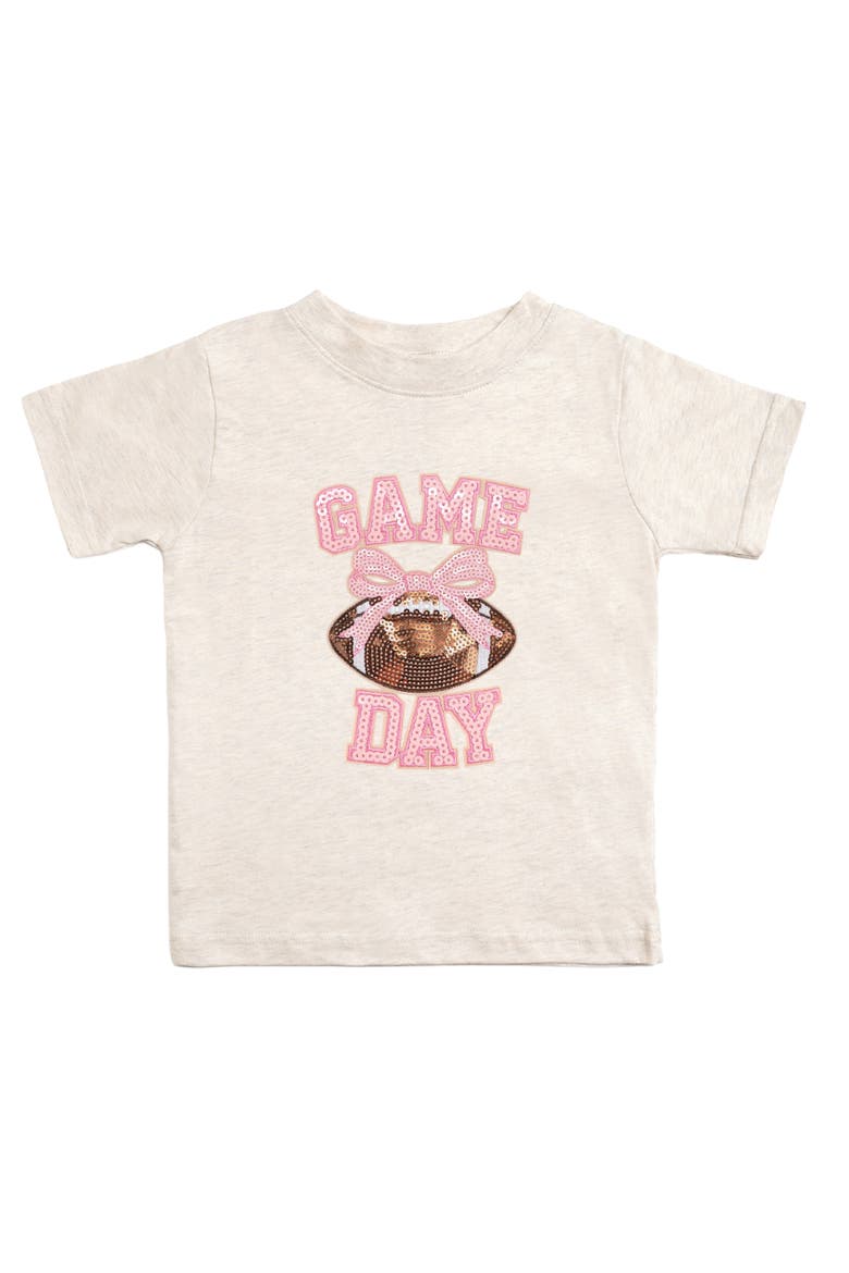 Game Day Sequin Patch Short Sleeve T-Shirt, Main, color, Natural Heather