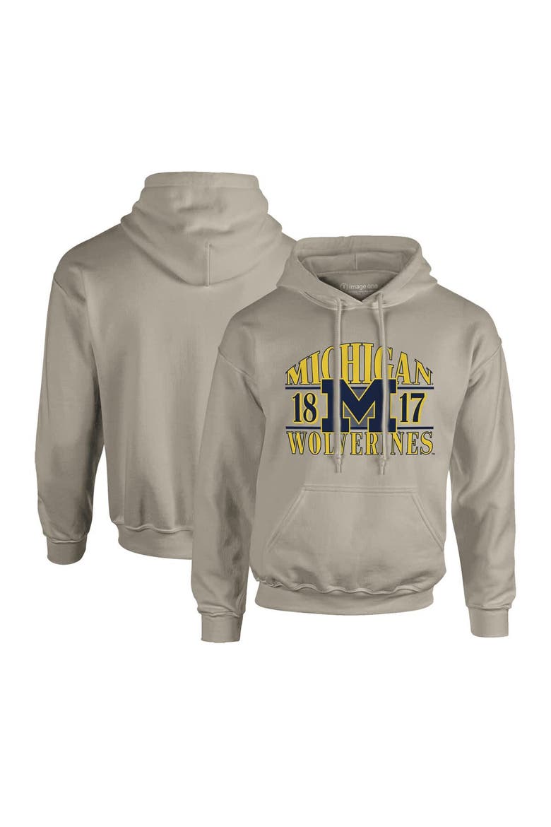 Men's  Tan Michigan Wolverines Upper Arch Letters Pullover Hoodie, Main, color, Tan