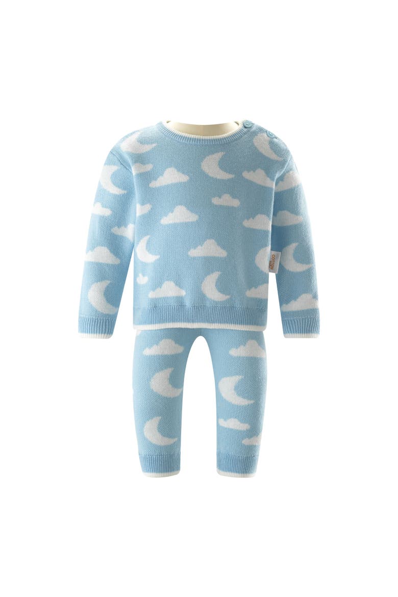 Cloud & Moon Knit Sweater & Leggings Set, Main, color, Blue