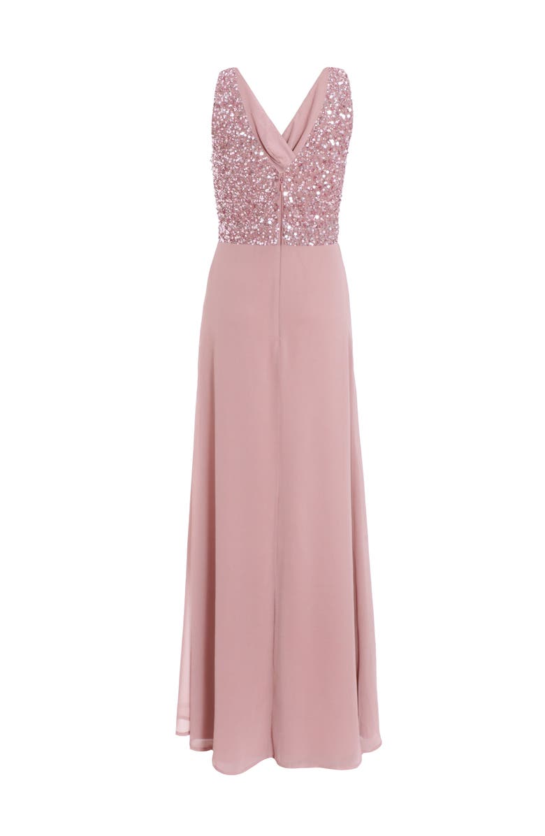 QUIZ Chiffon Embellished Wrap maxi Dress, Alternate, color, 