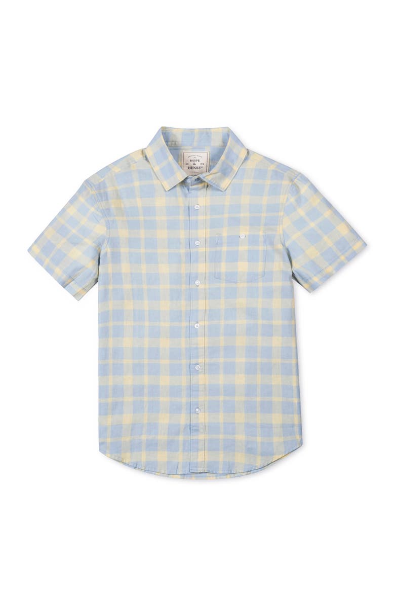 Hope & Henry Linen Short Sleeve Button Down Shirt, Alternate, color, Sunlit Plaid