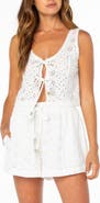 Roxy Kayla Eyelet Cotton Tie Front Top