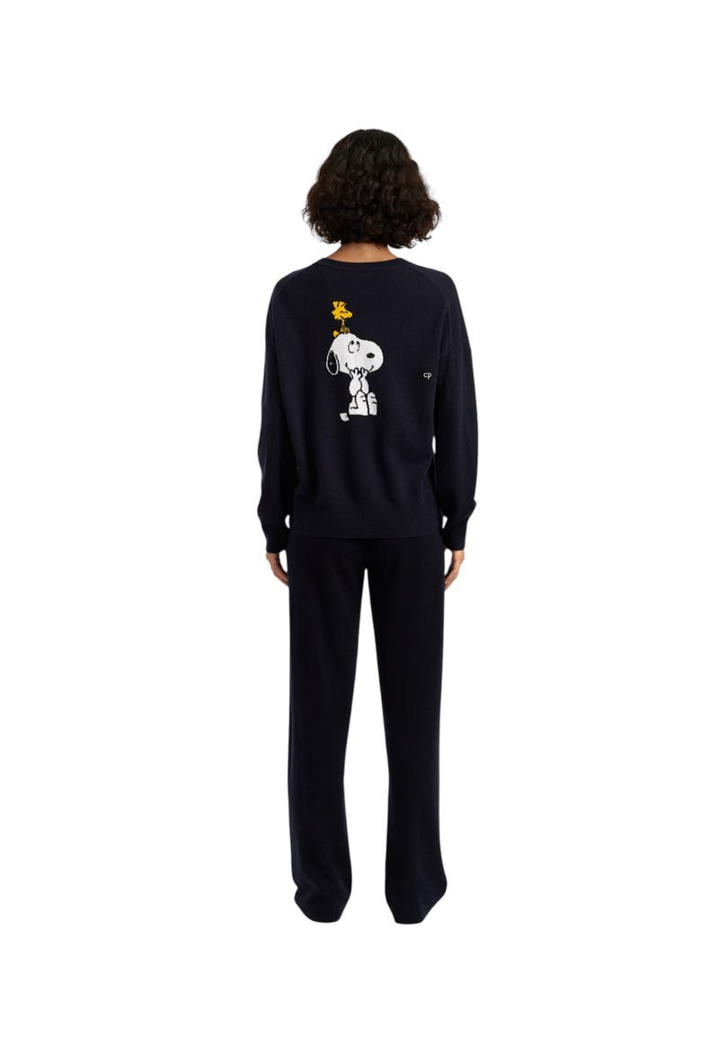 Wool-cashmere Snoopy & Woodstock Sweater, Alternate, color, Navy