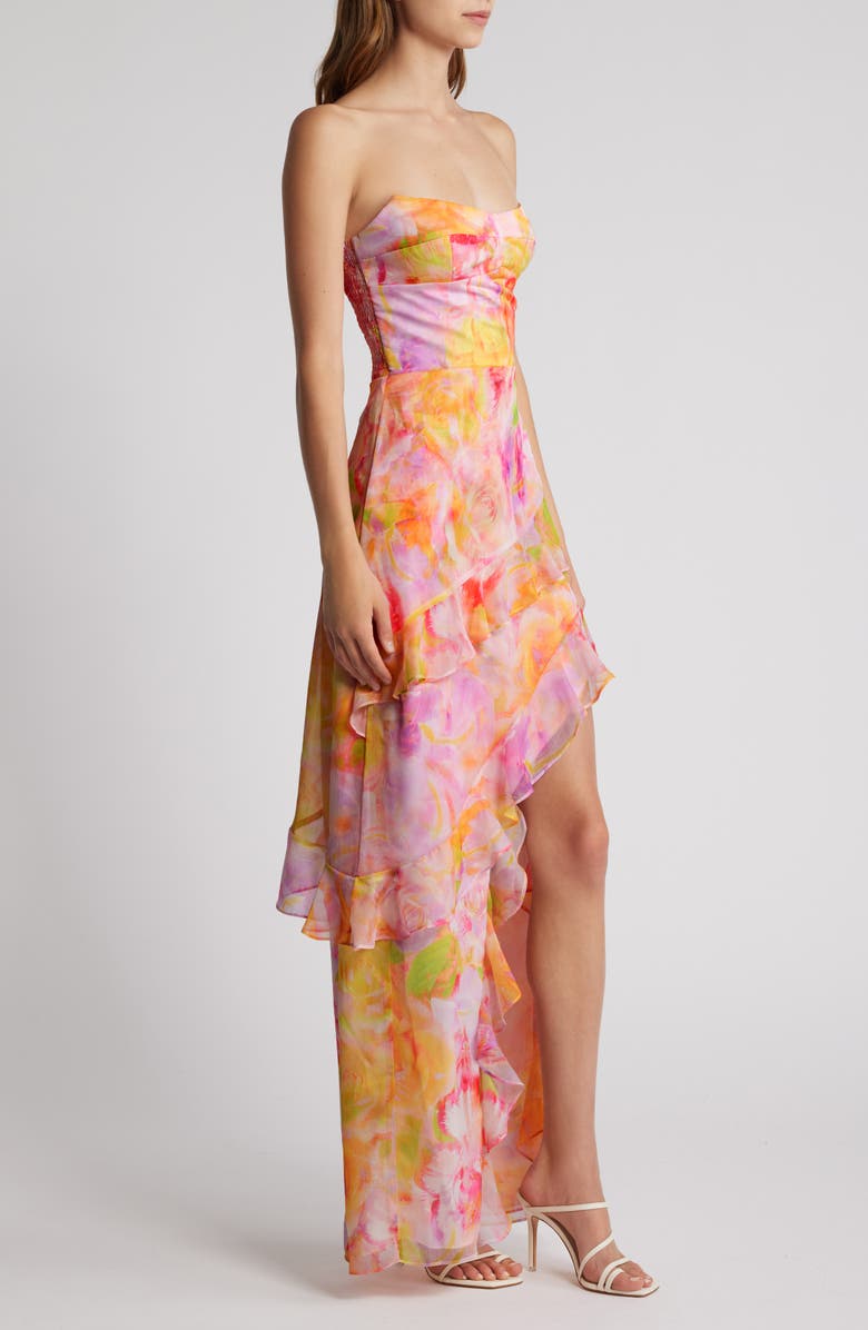 Amanda Uprichard Magnolia Floral Strapless Gown, Alternate, color,