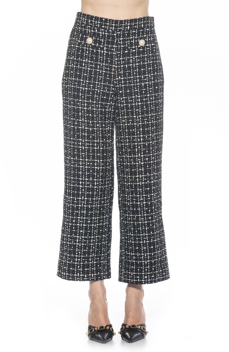 Alexia Admor Jayden Wide Leg Tweed Pants, Main, color, Black/ White
