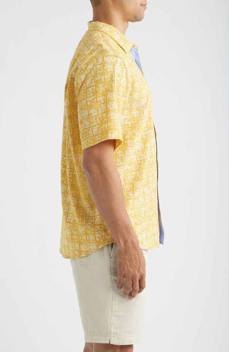 Tommy Bahama Coastal Ease Carrico Tiles IslandZone<sup>®</sup> Short Sleeve Button-Up Shirt, Alternate, color, Sunshine