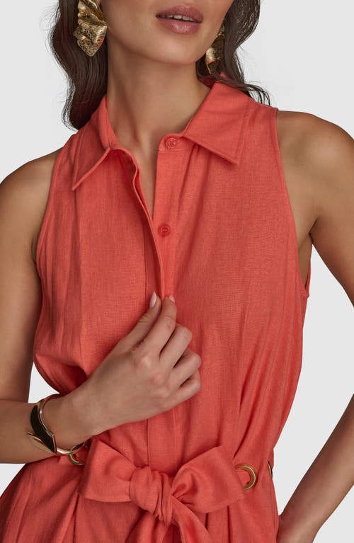 Donna Karan New York Sleeveless Linen Blend Shirtdress In Spring Mel