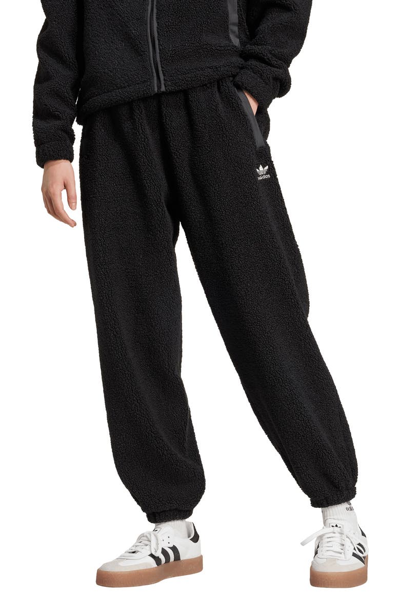 adidas Originals Recycled Polyester Teddy Fleece Track Pants, Main, color,
