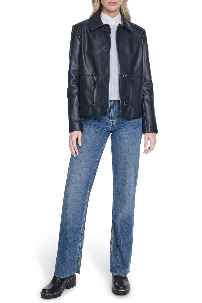 Leather Jacket, Alternate, color, NAVY