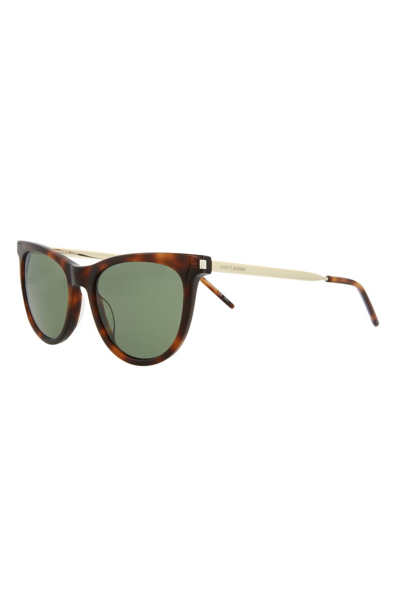 Saint Laurent 54mm Cat Eye Sunglasses, Alternate, color, Havana Gold Green