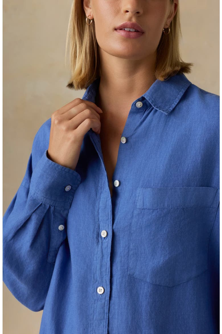 Laguna Kova Long Sleeve Linen Shirtdress, Alternate, color, PARADISE BLUE