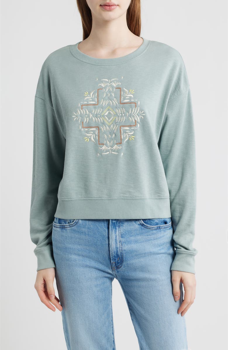 Pendleton Embroidered Cotton Sweatshirt, Main, color, Sage