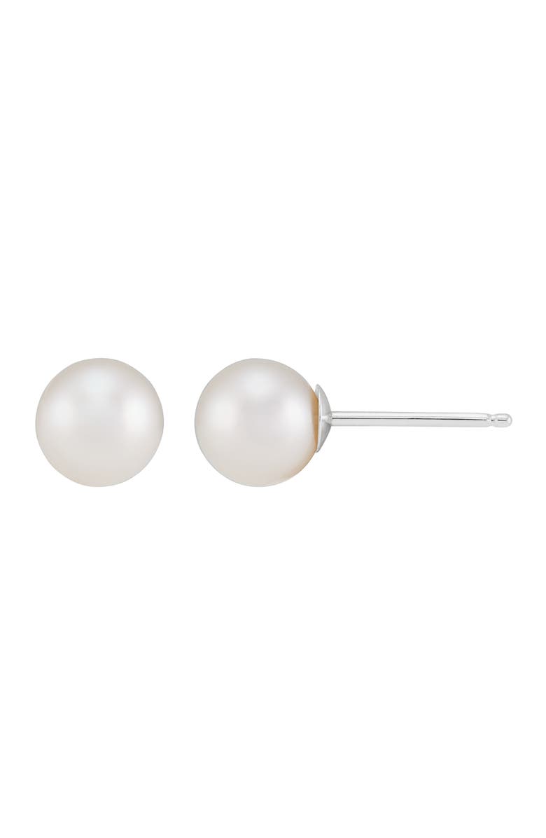 Frankie & Zoe 6-6.5mm Freshwater Pearl Stud Earrings, Alternate, color, White Gold