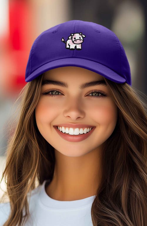 Dalix Strawberry Cow Embroidered Cap In Purple