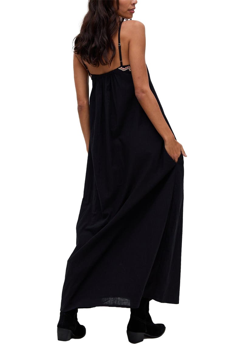 Sapphire Spaghetti Strap Embroidered Maxi Dress, Alternate, color, Black
