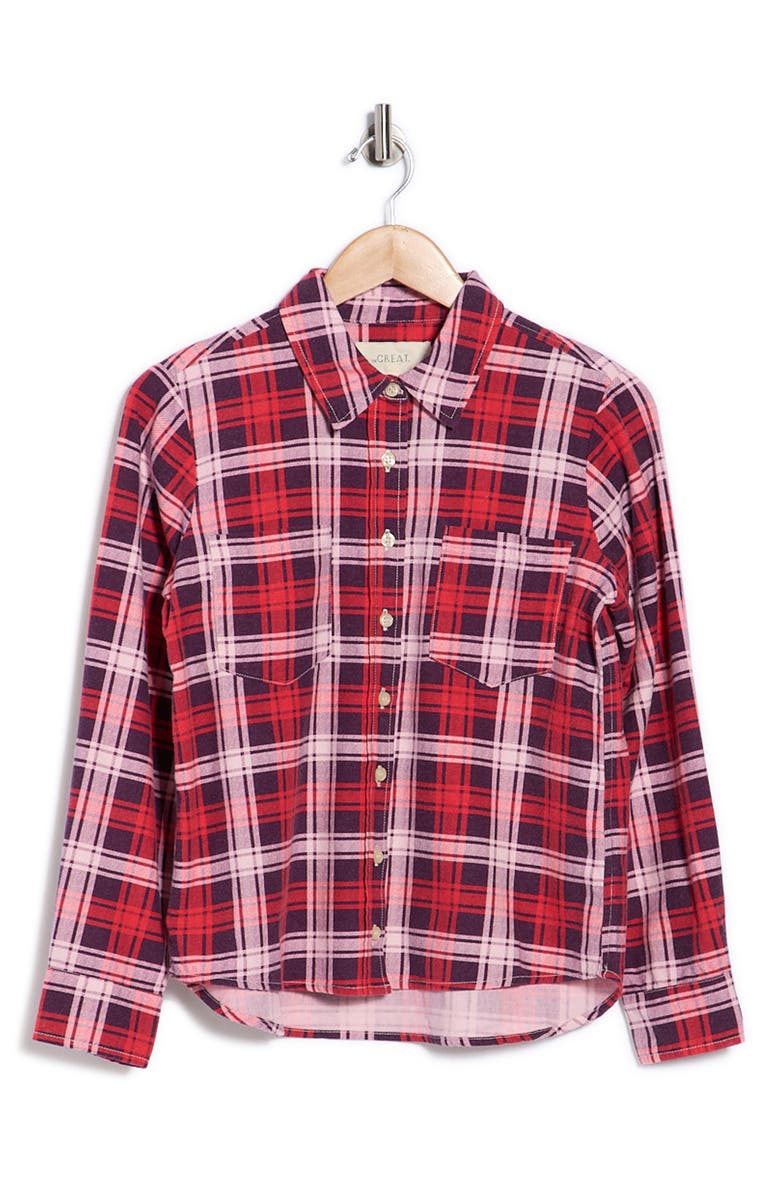 THE GREAT. The Scouting Plaid Button-Up Shirt, Main, color, Fuchsia Plaid