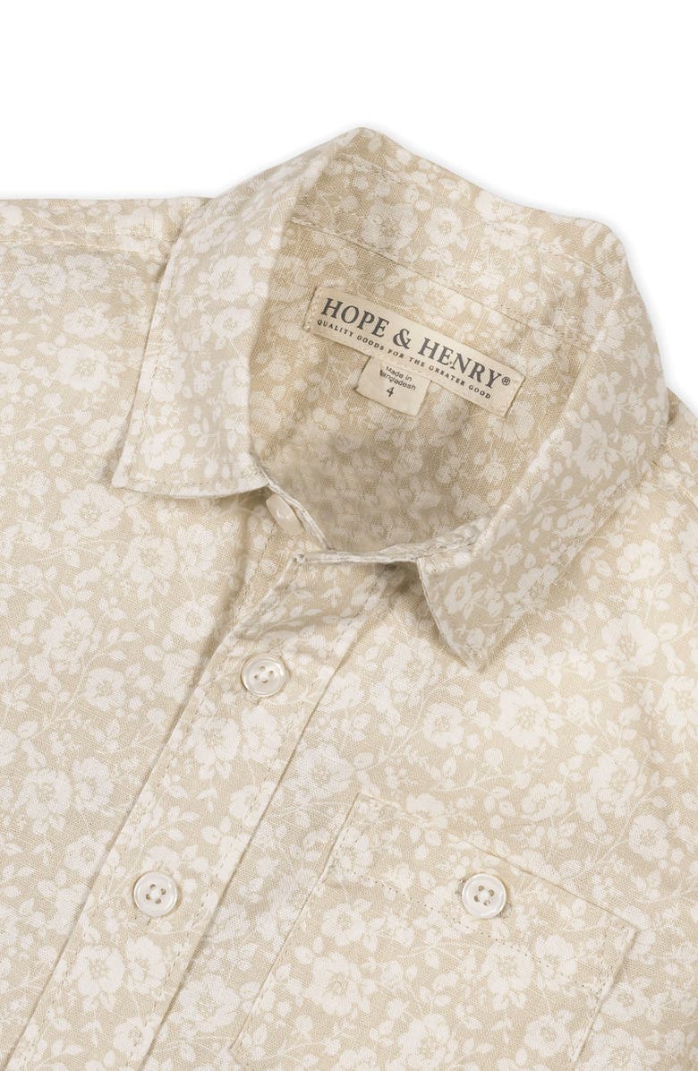 Hope & Henry Kids' Linen Short Sleeve Shirt, Alternate, color, Sandy Floral