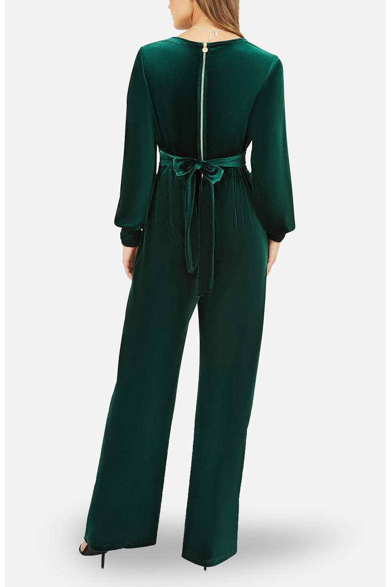 Velvet Long Sleeve Jumpsuit, Alternate, color, Green