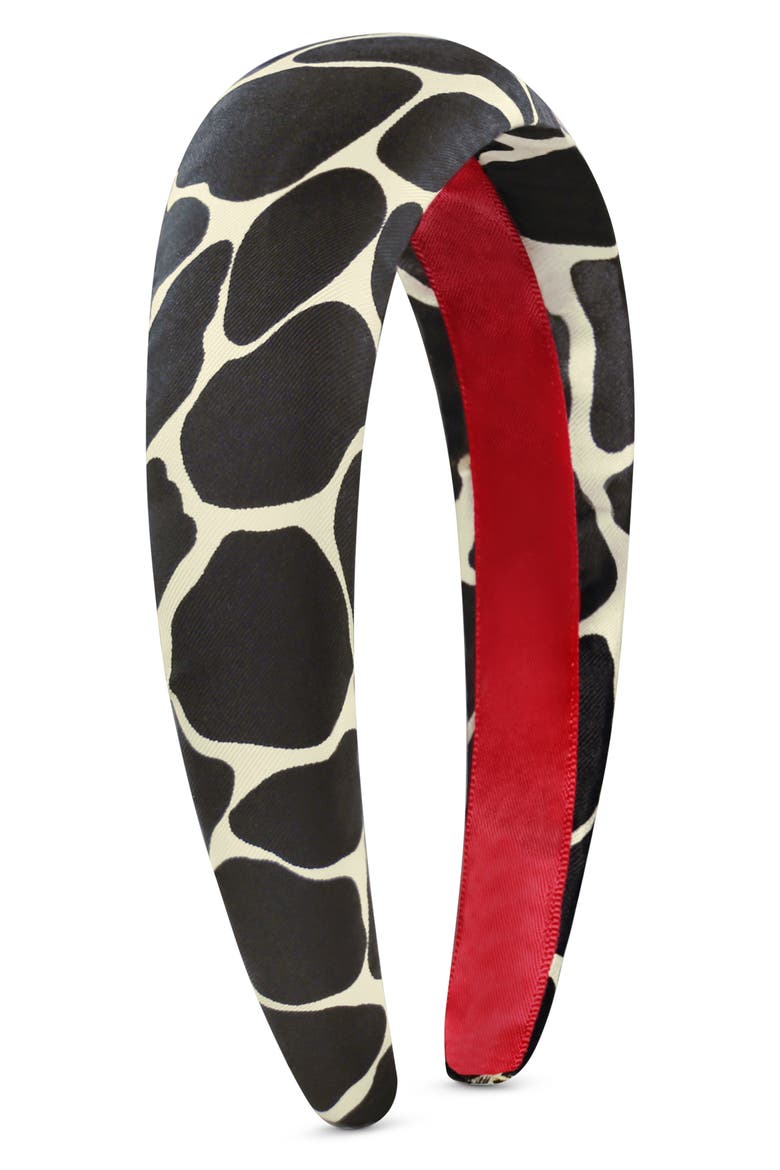 Giraffe Silk Headband, Main, color, BLACK/ OYSTER