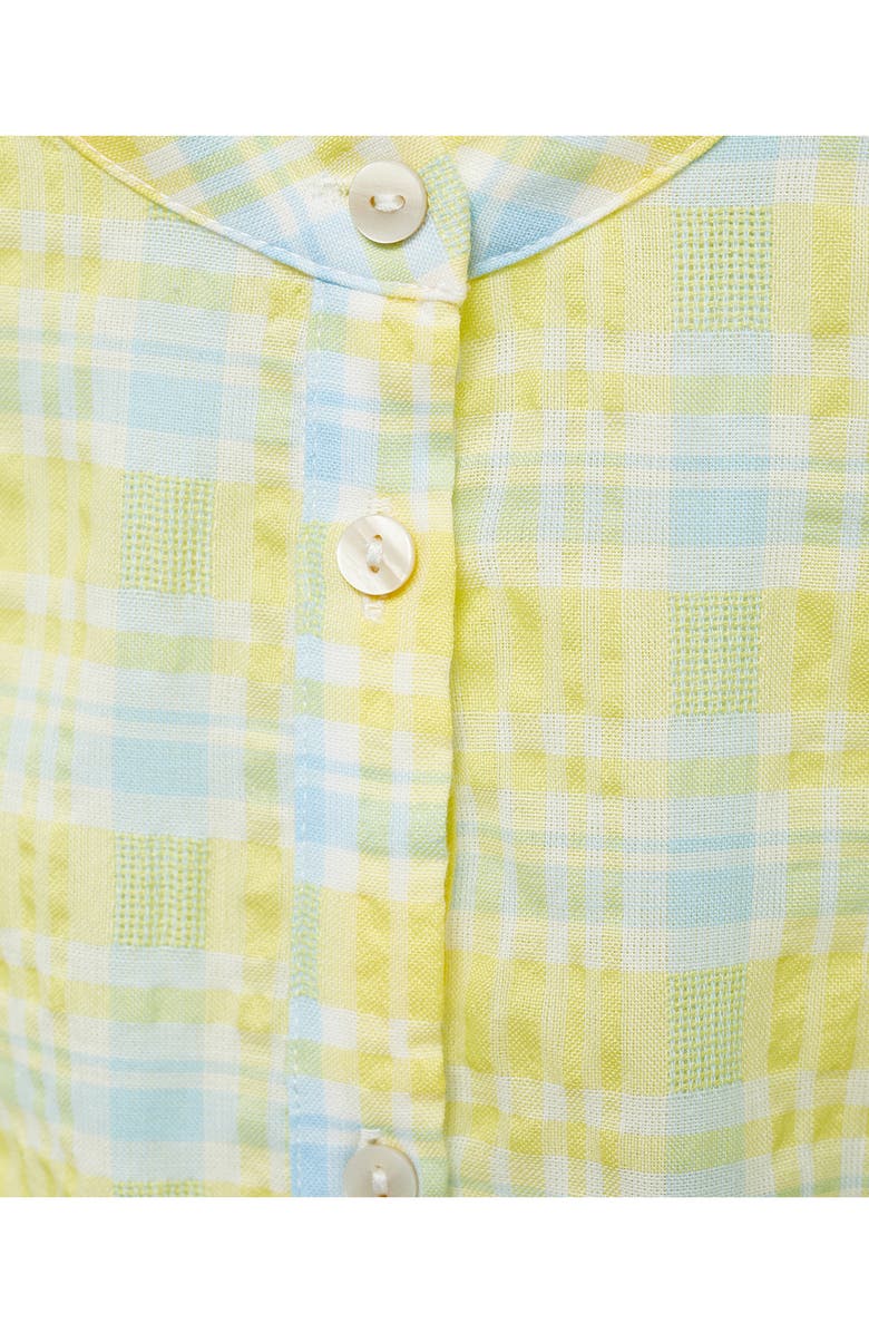 MANGO Check Tie Front Long Sleeve Shirtdress, Alternate, color, Pastel Yellow