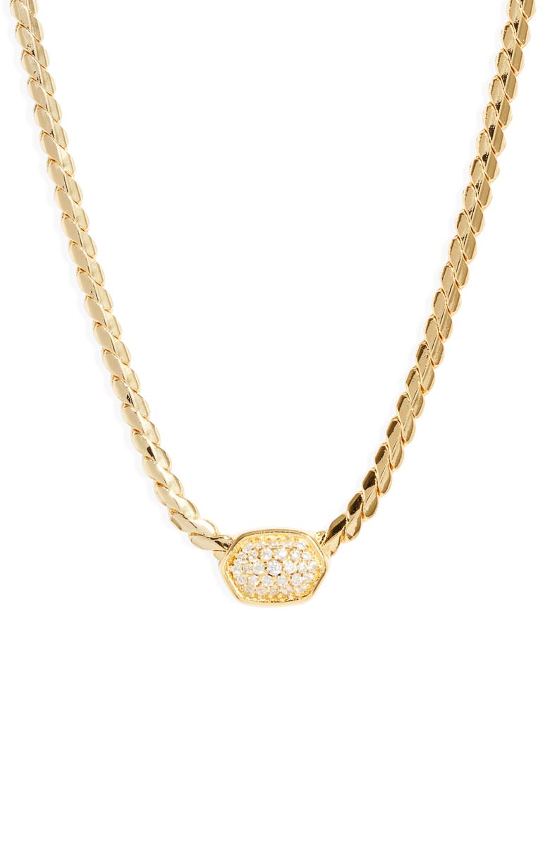 Kendra Scott Alanna Crystal Pendant Necklace, Main, color, Gold White Crystal