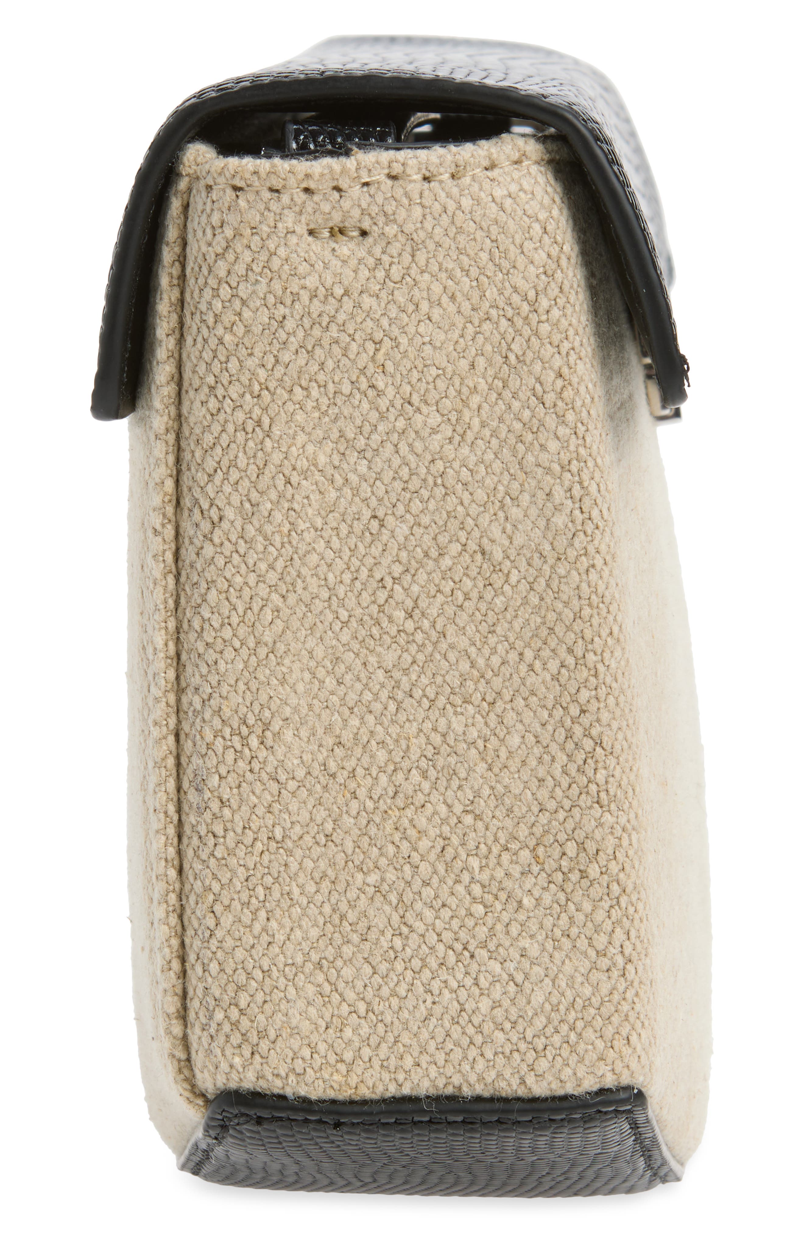 Clip Canvas & Lizard Embossed Leather Top Handle Bag, Alternate, color, BEIGE/ BLACK