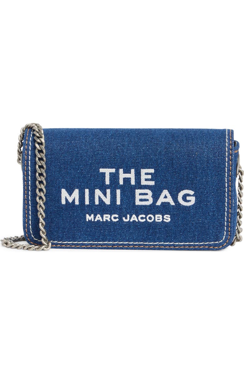 Marc Jacobs The Mini Denim Crossbody Bag, Main, color, Dark Wash