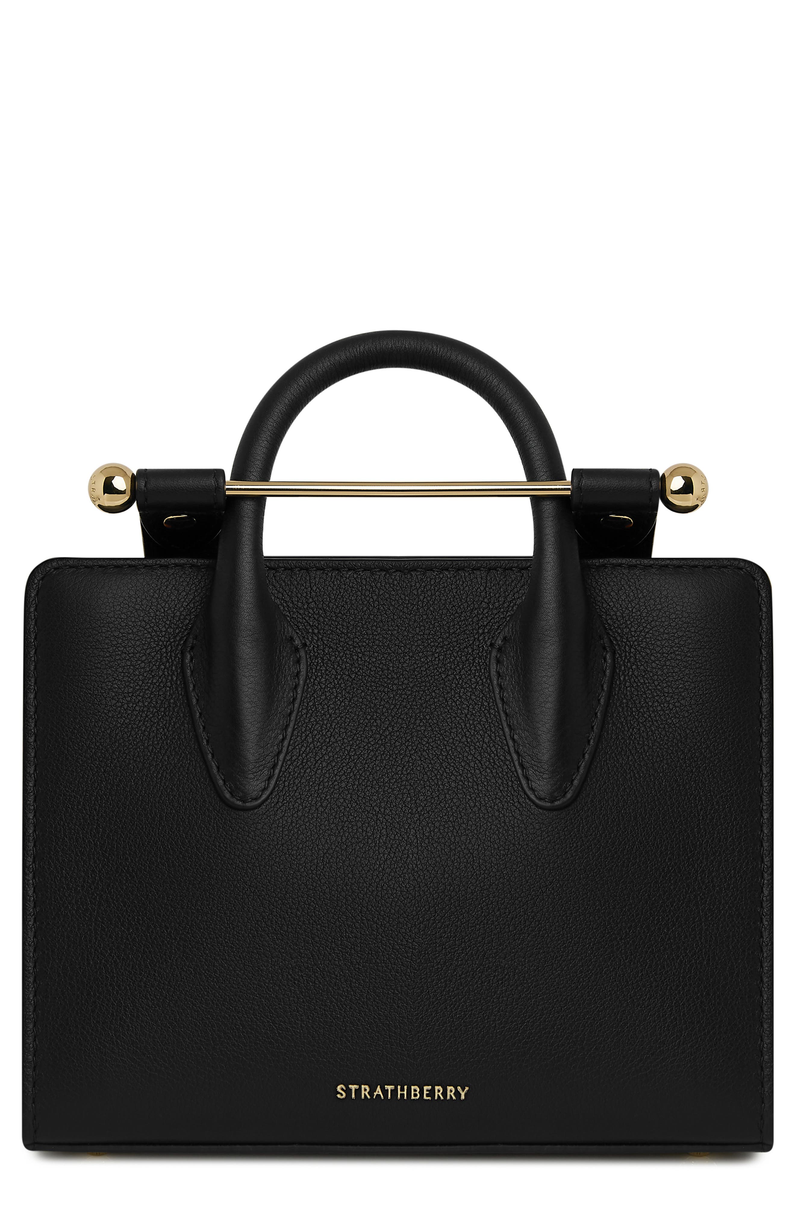 Strathberry Nano Leather Tote, Main, color, Black