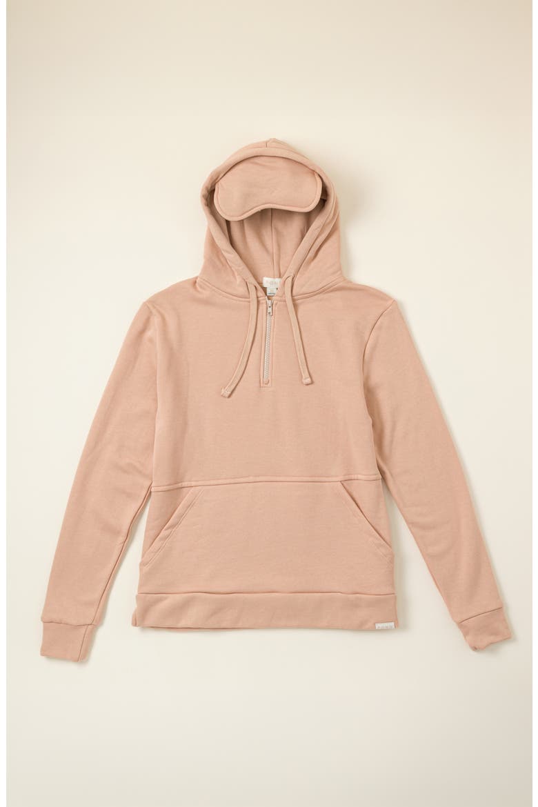 Built-In Sleep Mask Travel Hoodie by POND Los Angeles, Main, color, Blush