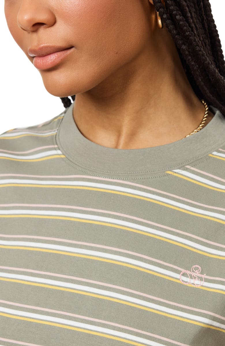 Scotch & Soda Boxy Yarn Dye Stripe T-Shirt, Alternate, color, Vetiver Whitecap Rose