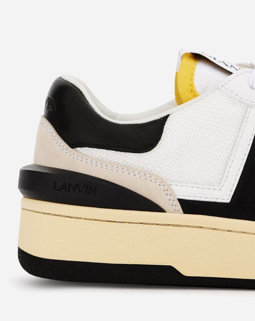 Lanvin Black And White Leather Clay Low Mesh Sneakers In White/black