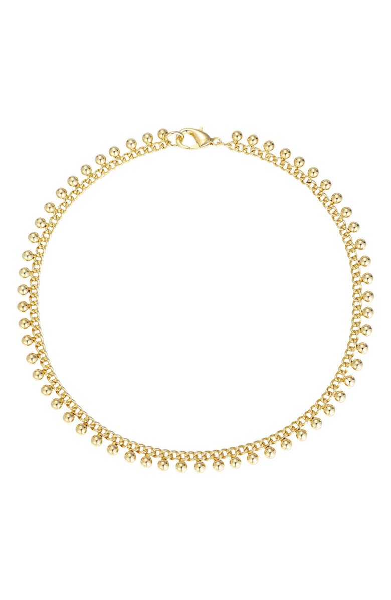 Adornia 14K Gold Plated Bell Charm Anklet, Main, color, Gold