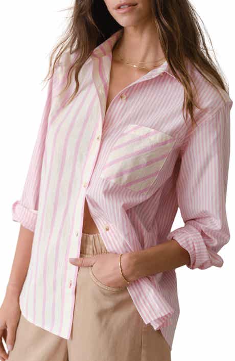 Jane California Relaxed Stripe Cotton Poplin Button-Up Shirt
