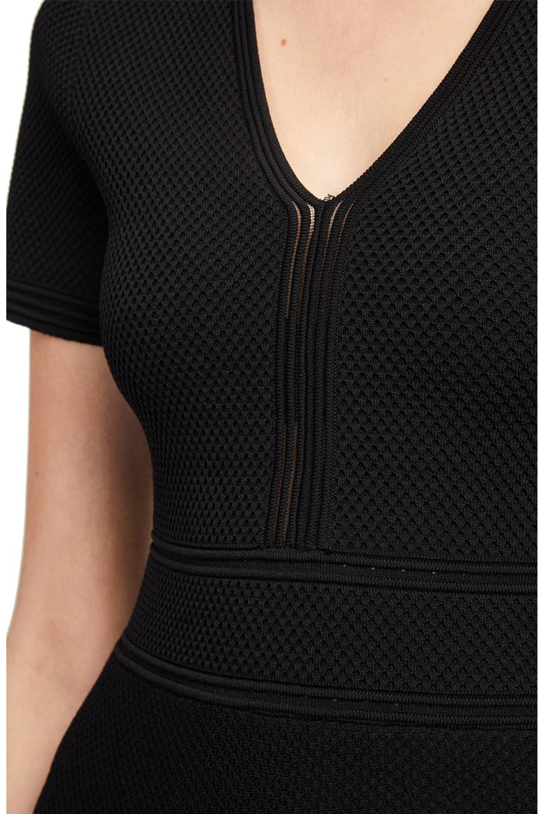 Ellie Knits V-Neck Fit & Flare Dress, Alternate, color, BLACK