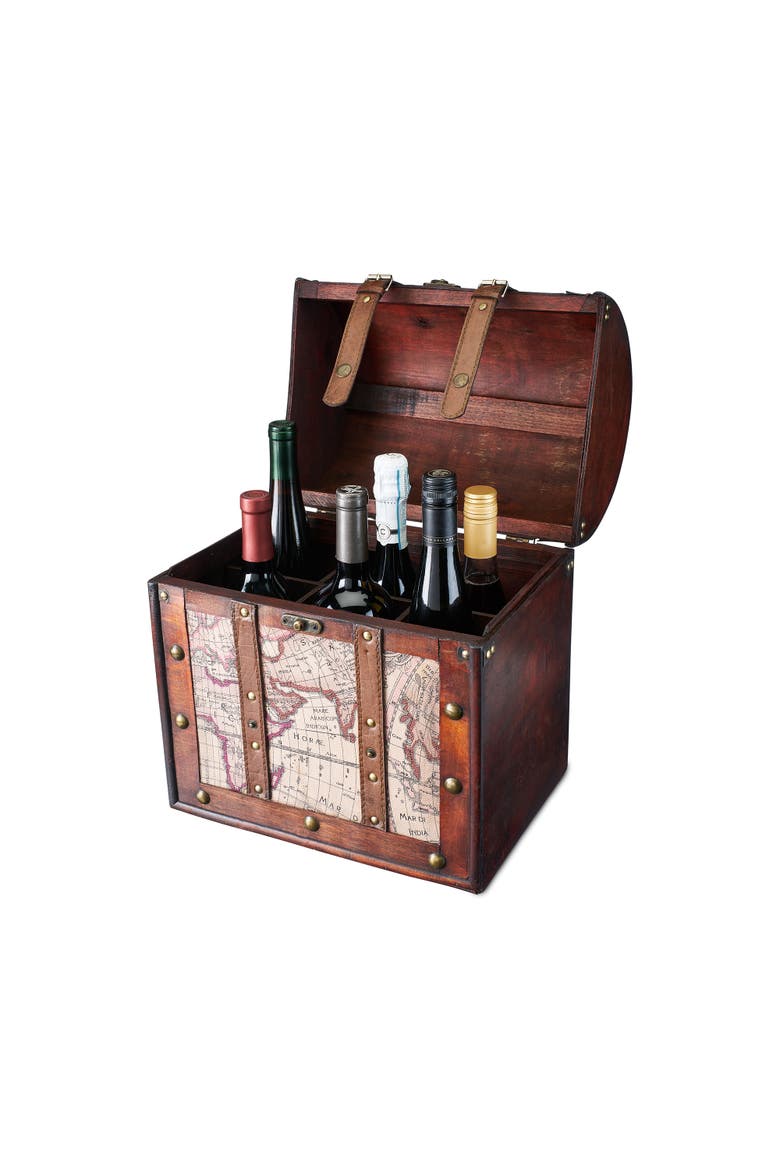 6-Bottle Old World Wooden Wine Box, Alternate, color, Multicolor