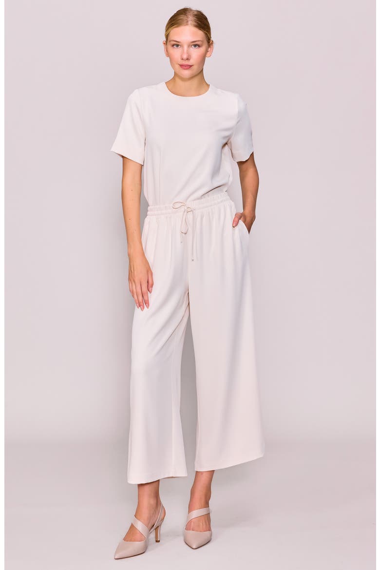 Boxy Stretch Crepe T-Shirt, Alternate, color, BONE