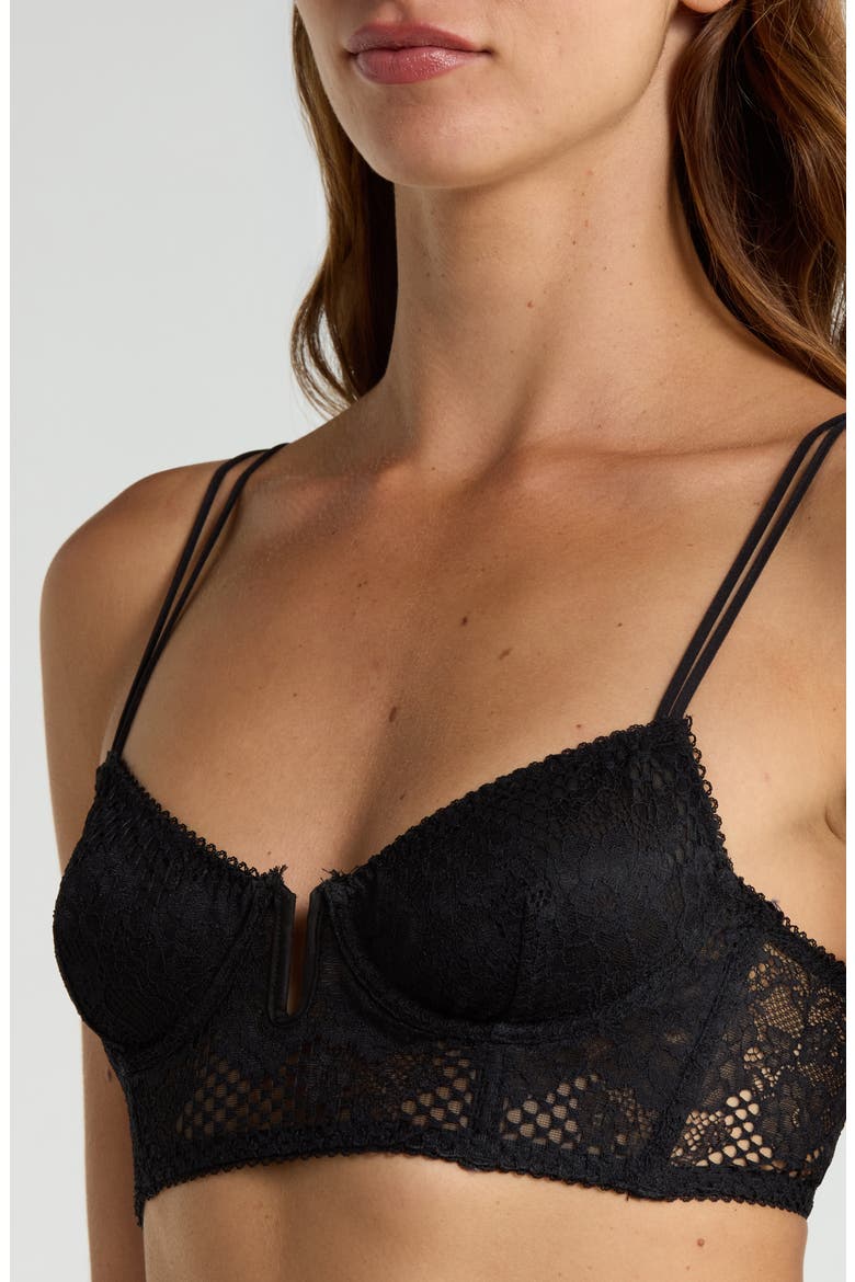 Intimately FP Graphic Edge Demi Longline Bra, Alternate, color, BLACK
