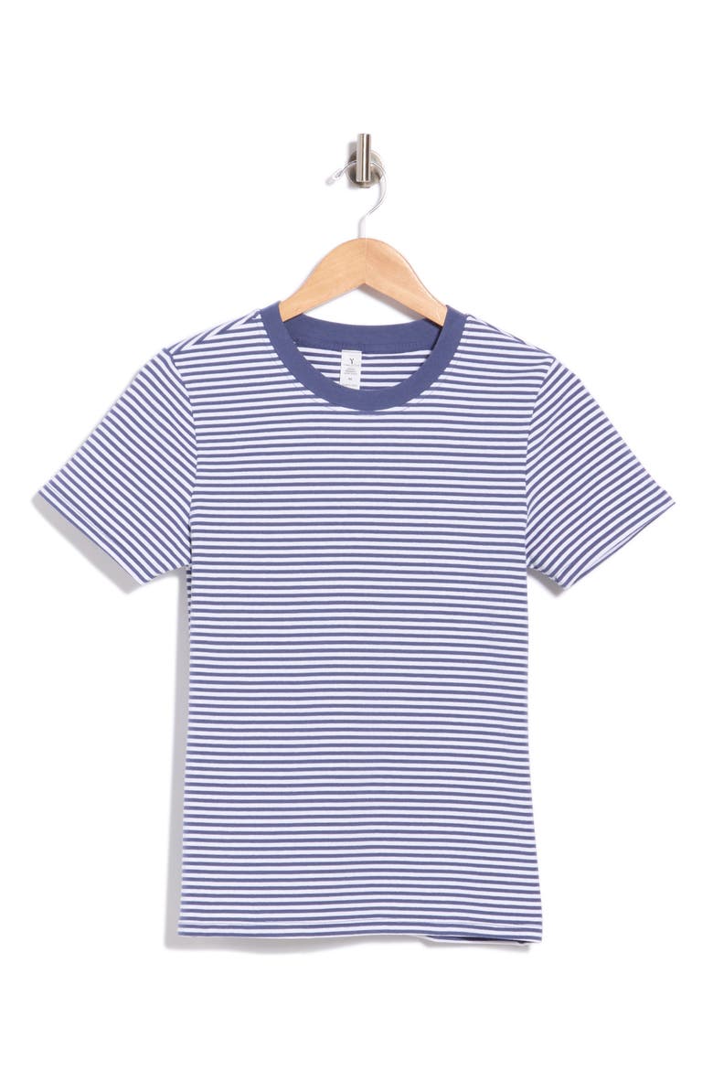 Truebasics Cotton Fitted Tee, Alternate, color, BLUE INDIGO/ WHITE