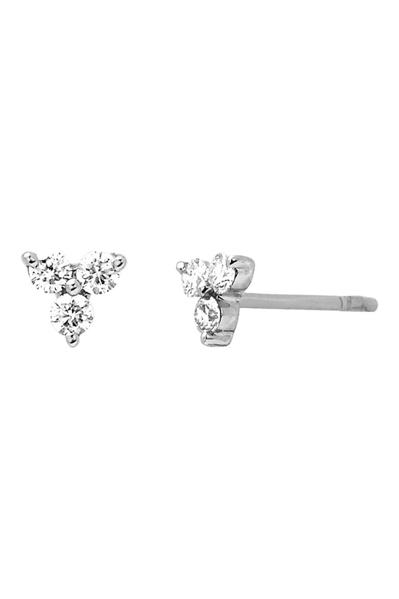 Diamond Trio Stud Earrings, Main, color, WHITE GOLD