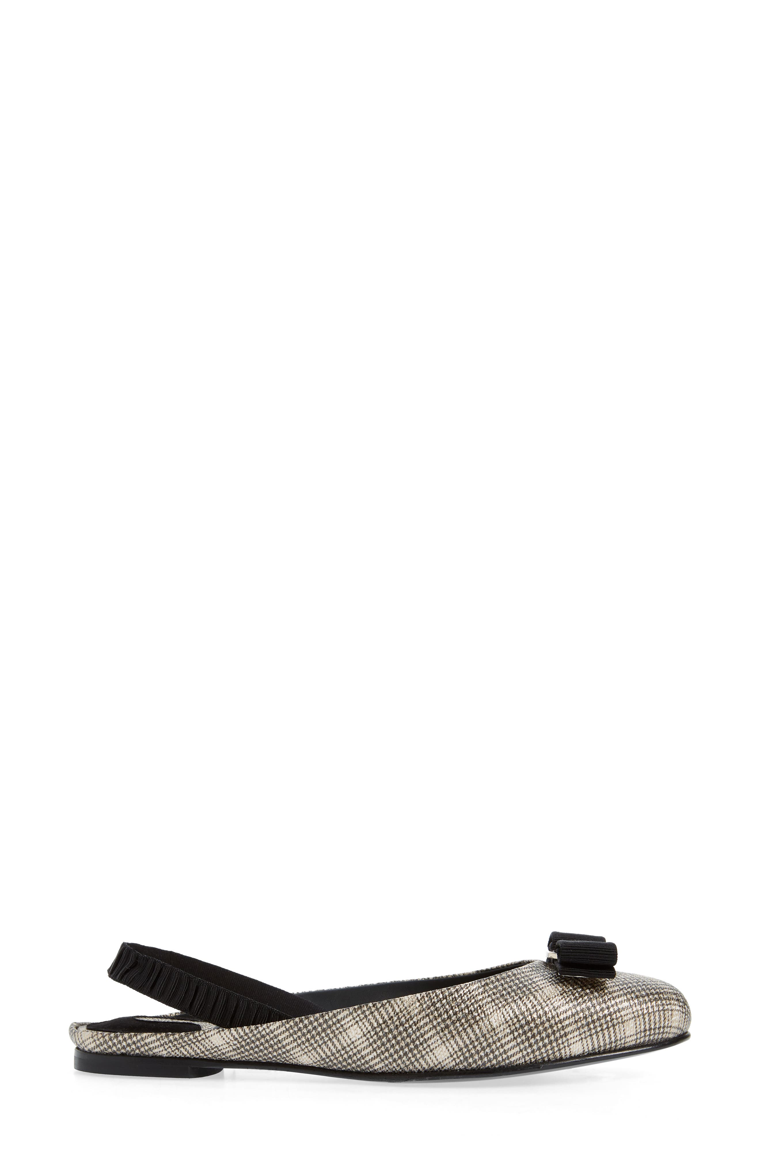 FERRAGAMO Vara Bow Houndstooth Slingback Flat, Alternate, color, 